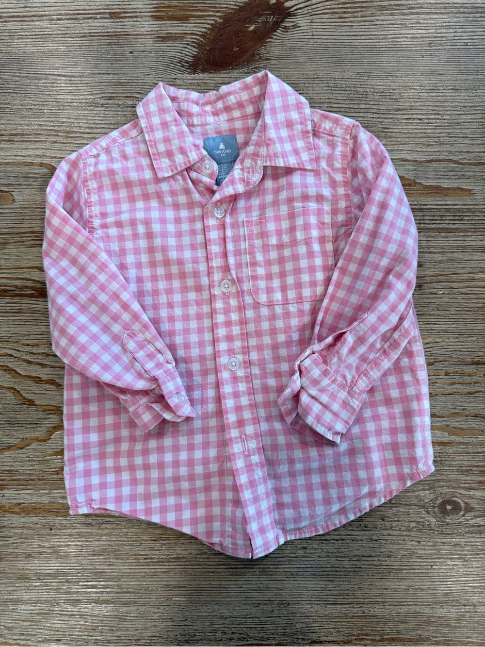 GAP Pink and White Gingham Button-Down Shirt for Kids